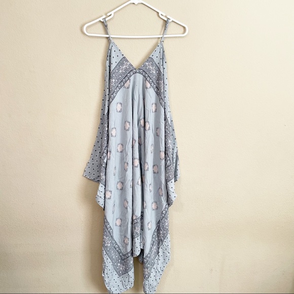 tokyo Darling Pants - Tokyo Darling Blue Paisley Bandana Wide Leg Bohemian Jumpsuit